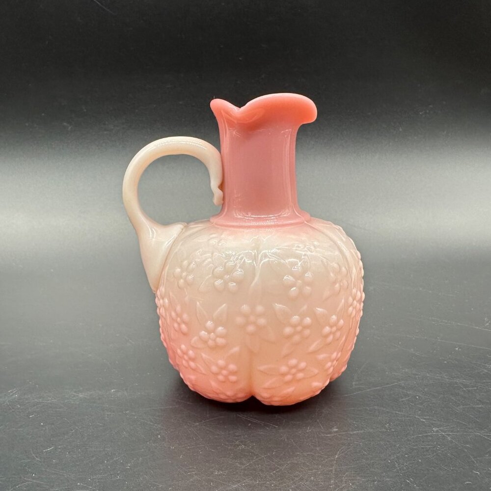 Antique Victorian Challinor Taylor Forget Me Not Floral Pink Glass Pitcher READ - Picture 4 of 10